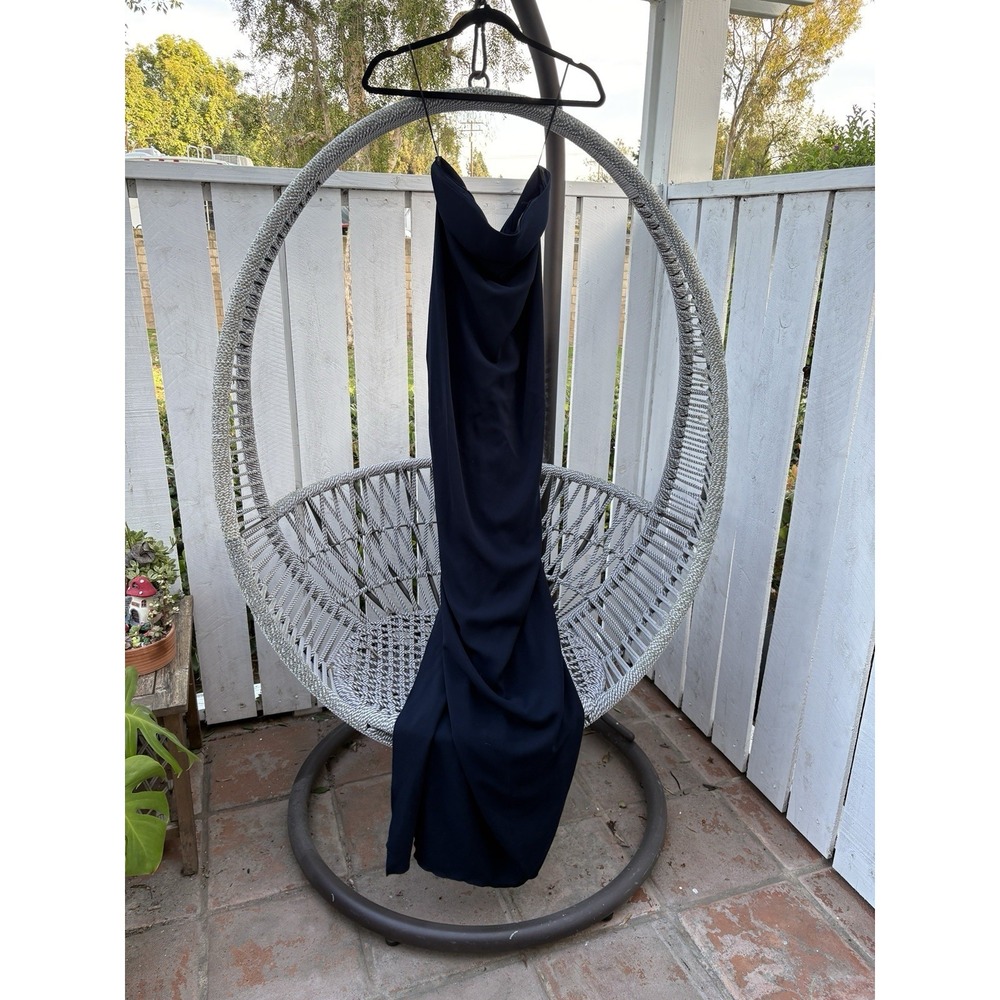 AIDA Strapless Mermaid Gown Navy Ruffle Back Bodycon Formal Dress Size 6 Est - Picture 2 of 13